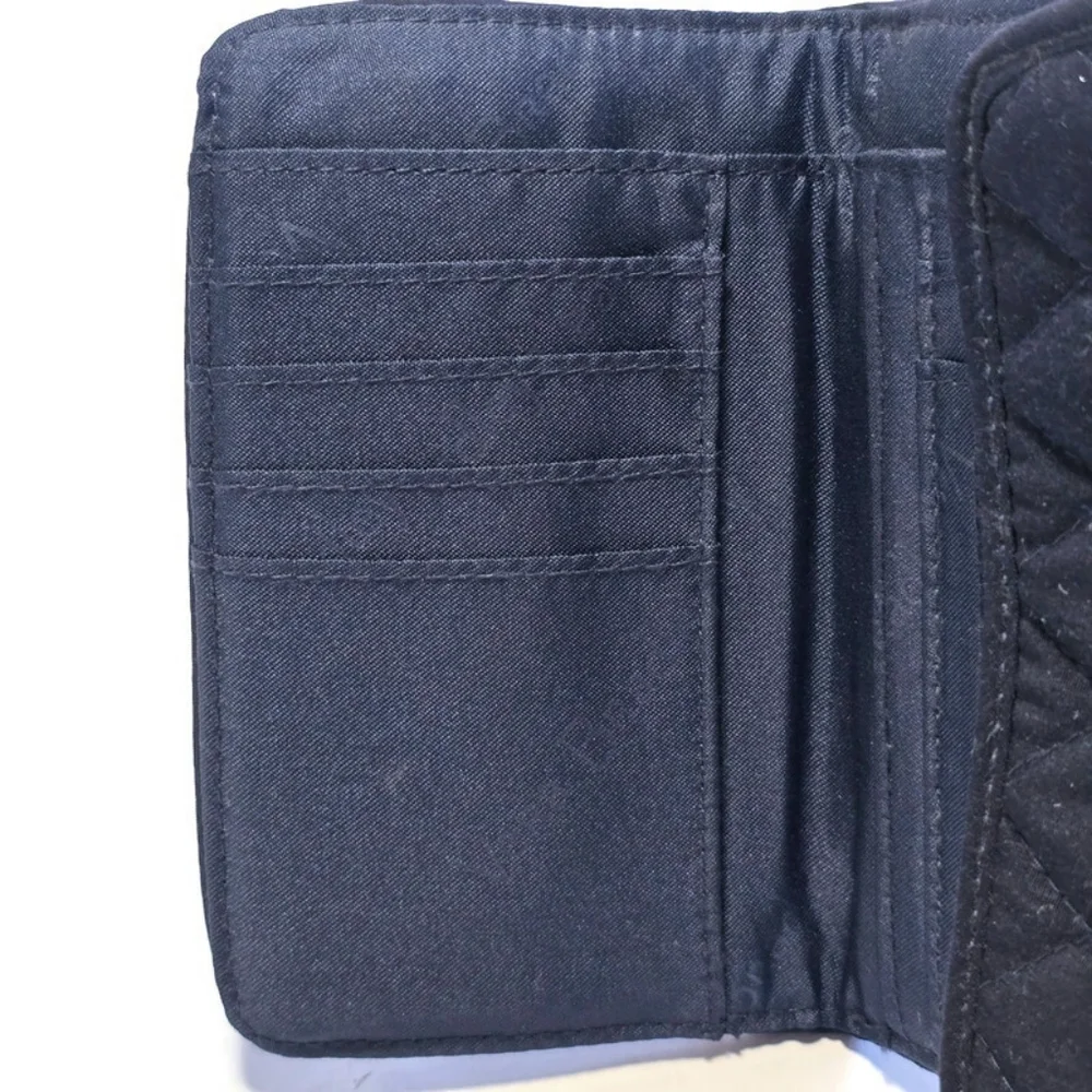 Vera Bradley Womens Navy Blue Quilted Tri-Fold Small Wallet 5x4 - Picture 5 of 7